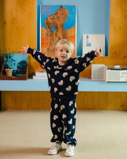 [SET] Navy Heart Pattern Jogger