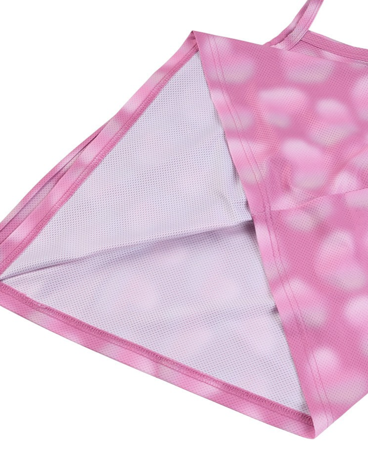 [GIRL SET] Pink Water Dye Heart Pattern Sleeveless Shorts