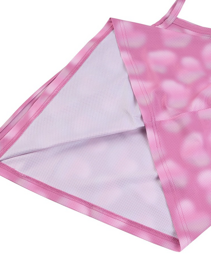 [GIRL SET] Pink Water Dye Heart Pattern Sleeveless Shorts