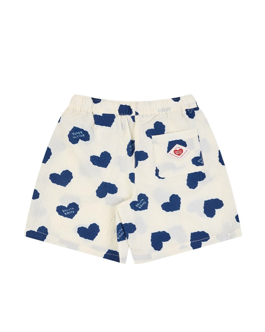 [SET] Blue Heart Pattern Polysucker Shirt & Shorts