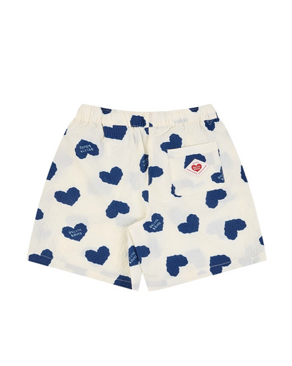 [SET] Blue Heart Pattern Polysucker Shirt & Shorts