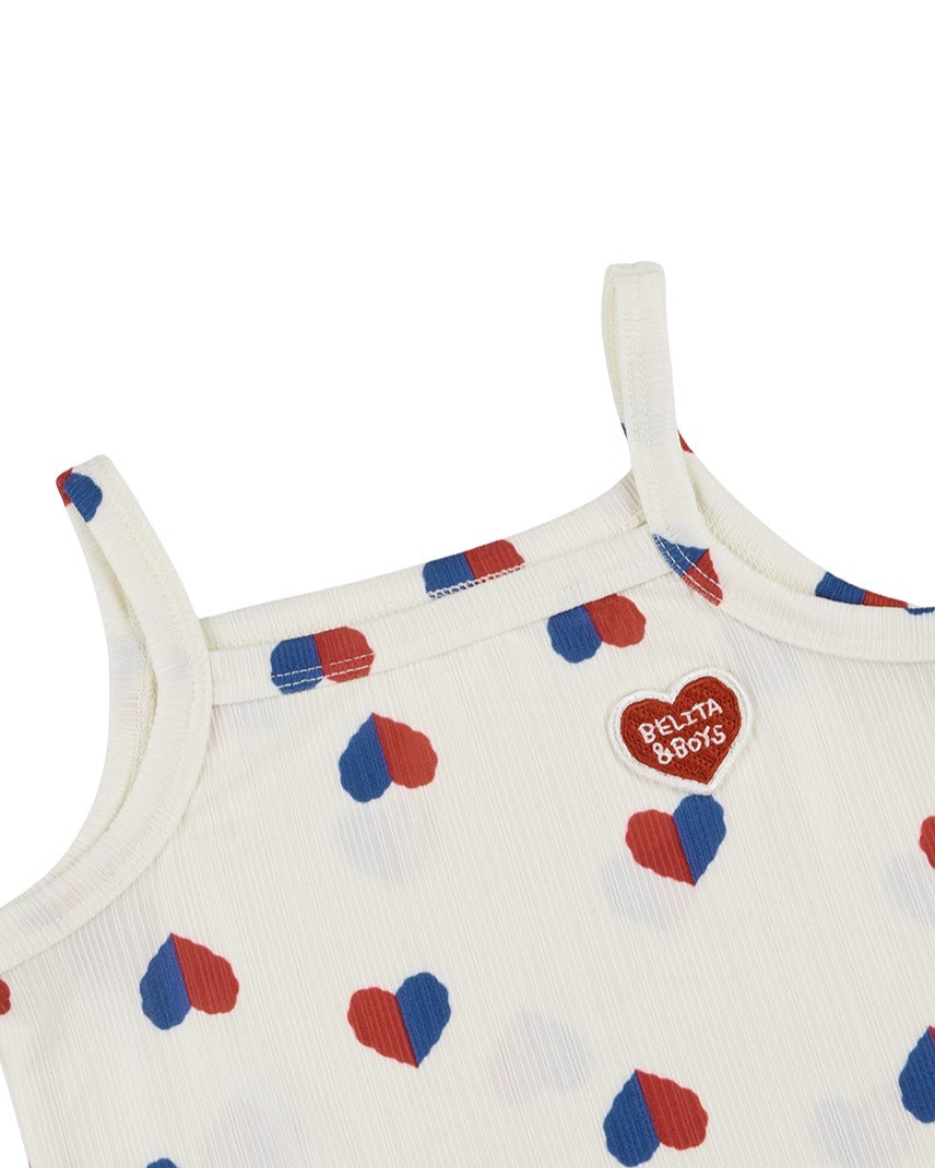 [BABY GIRL SET] Ivory Red Blue Heart Pattern Sleeveless Shorts