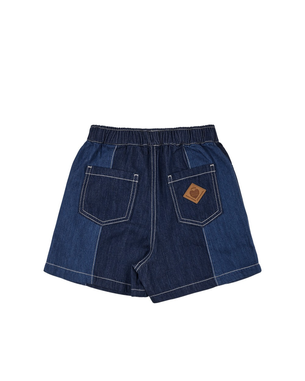 Dark Blue Color Block Denim Shorts