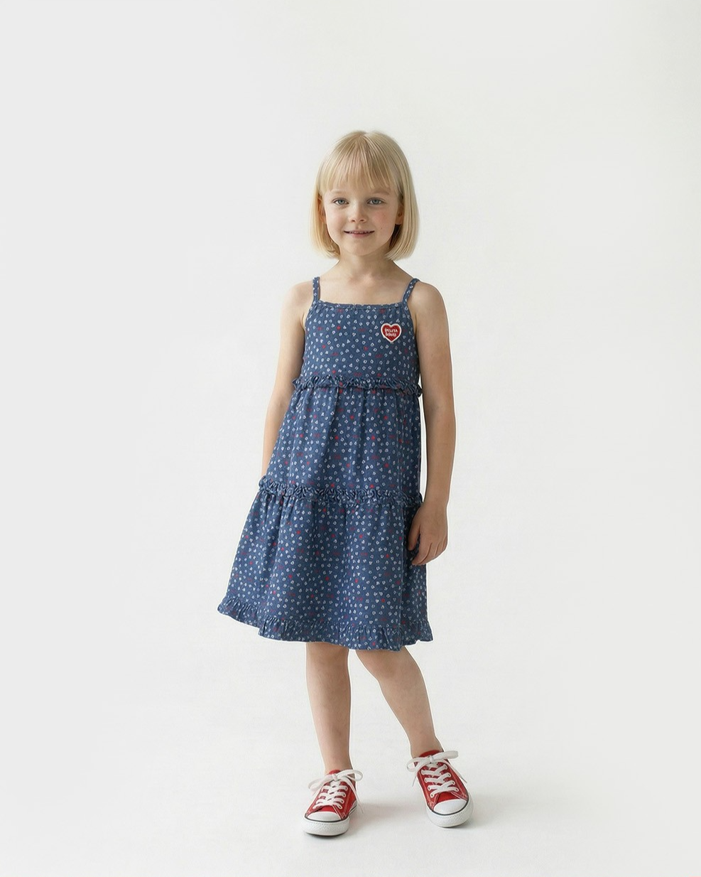 GIRL Blue BB Heart All-Over Denim Dress