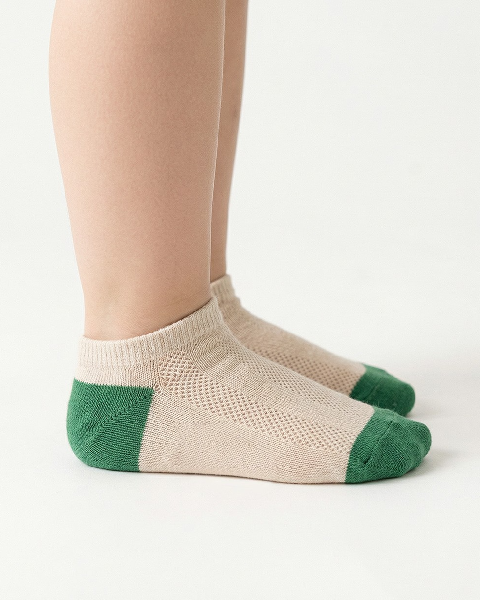 Beige Color Block Jacquard Socks
