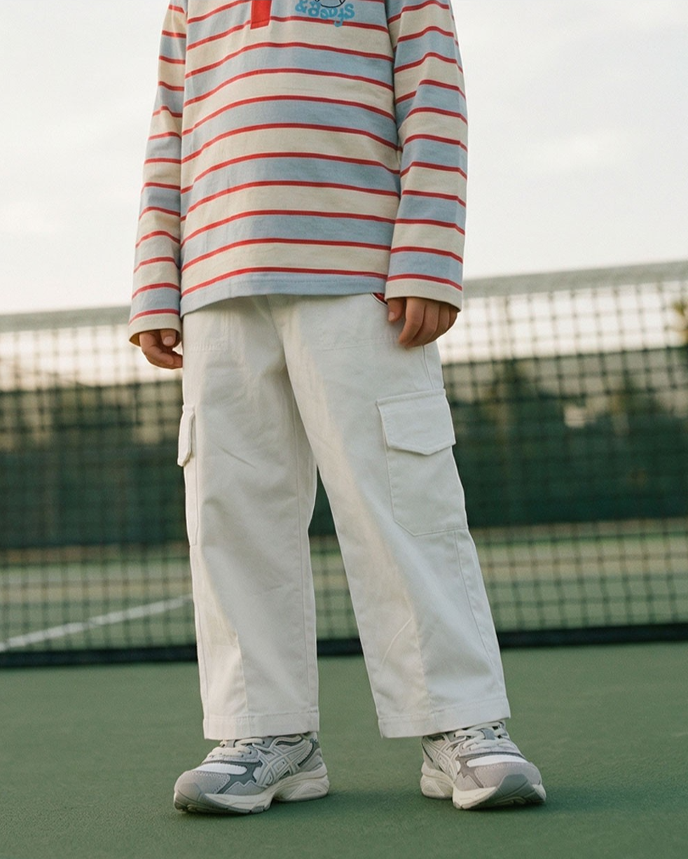 White BB Heart Fatigue Cargo Pants