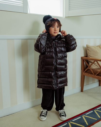 Black BB Heart Pompom Beanie