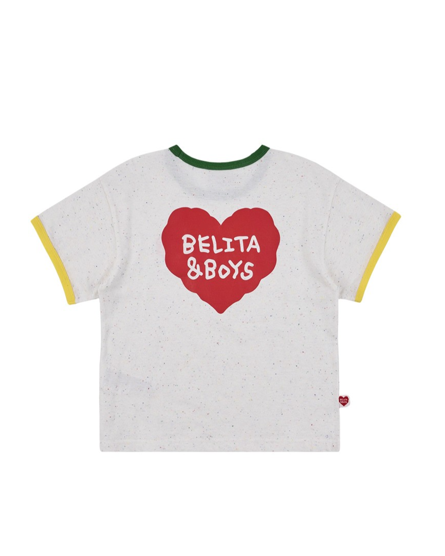 [SET] Ivory BB Heart Rib Trim Shirt & Shorts