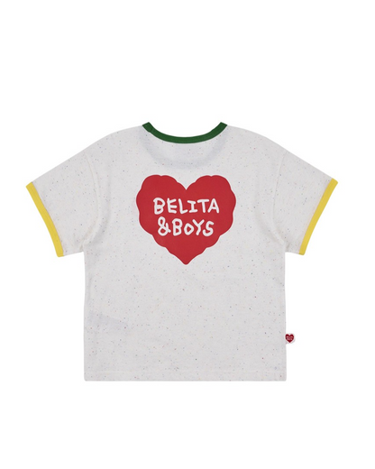 [SET] Ivory BB Heart Rib Trim Shirt & Shorts