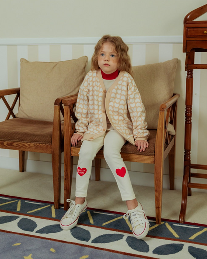 Cream Double Heart Leggings