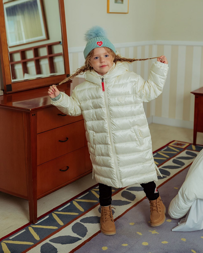 Cream BB Heart Duck Down Long Jumper