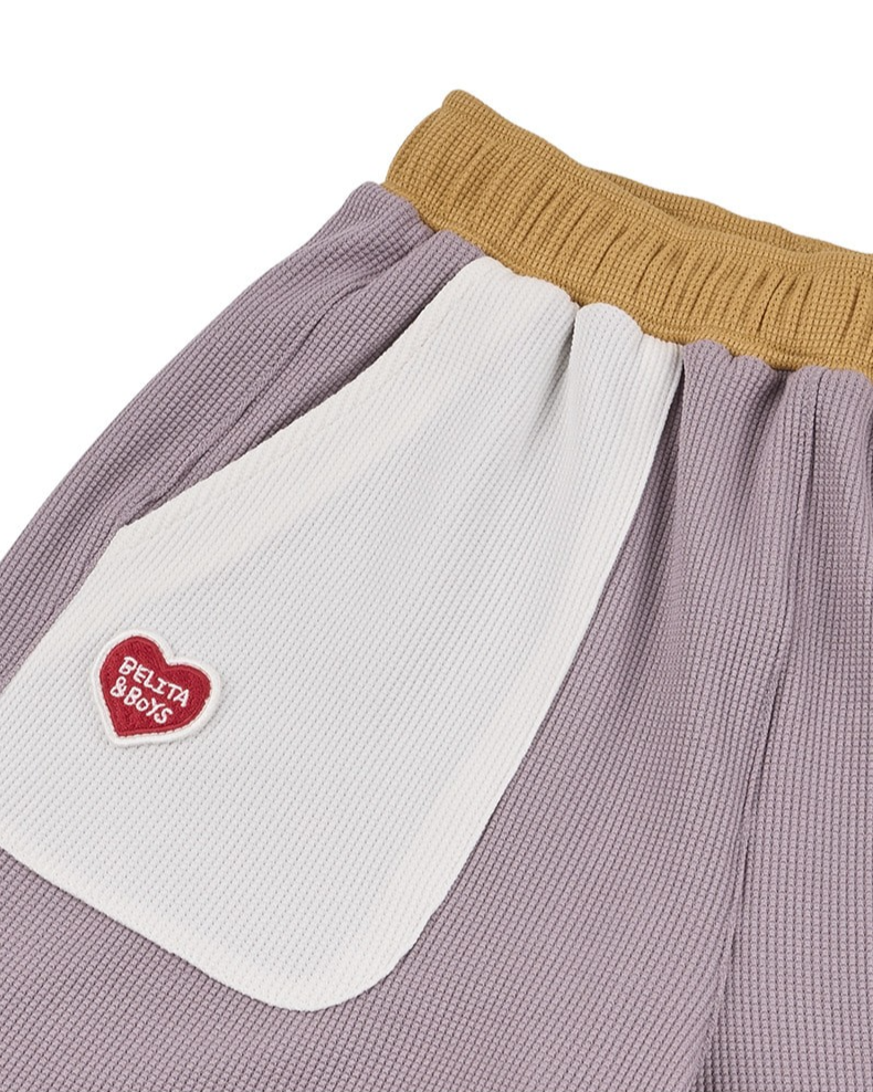 Violet BB Heart Pocket Color Block Waffle Shorts