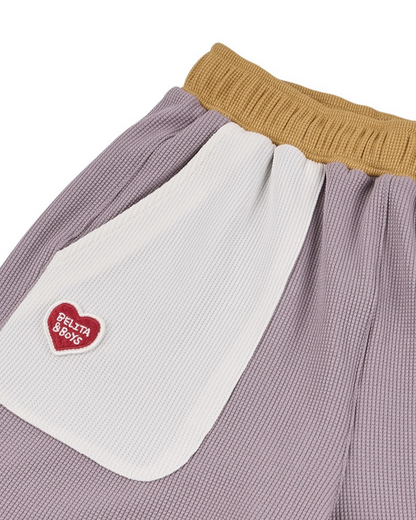 Violet BB Heart Pocket Color Block Waffle Shorts