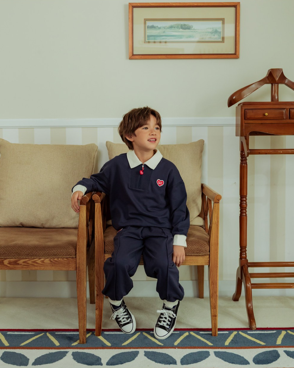 [SET] Navy BB Heart Collar Jogger