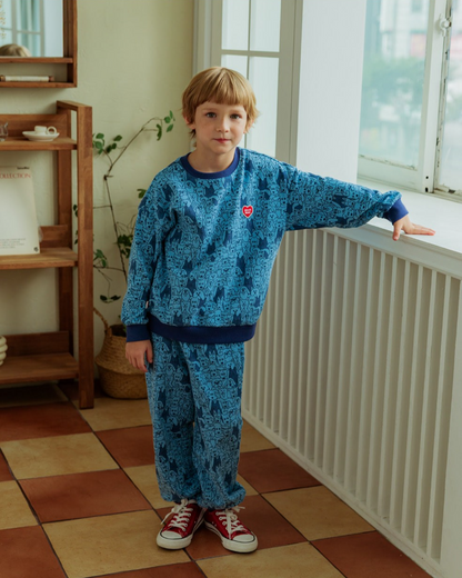 [SET] Blue Dog Pattern Jogger