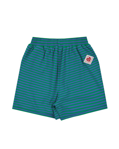 [SET] Green BB Heart Stripe Sleeveless Shorts