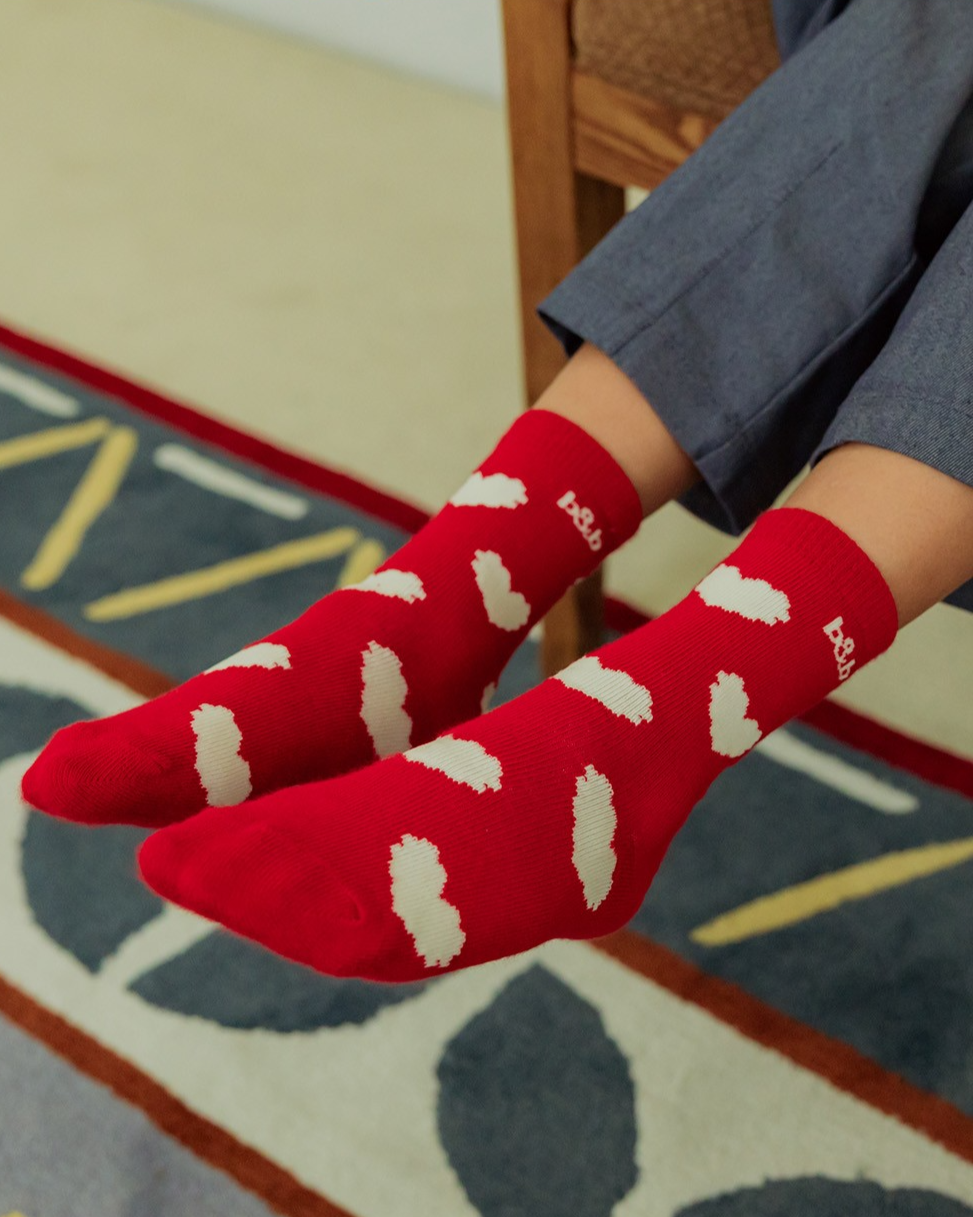 Red Heart Pattern Socks