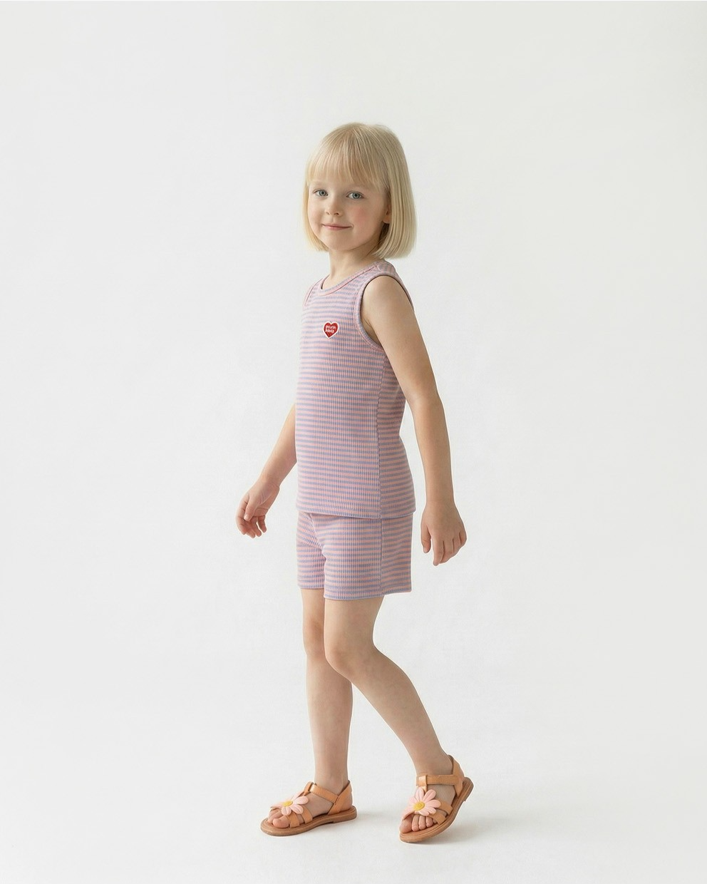 [SET] Violet BB Heart Stripe Sleeveless Shorts