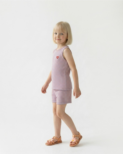 [SET] Violet BB Heart Stripe Sleeveless Shorts