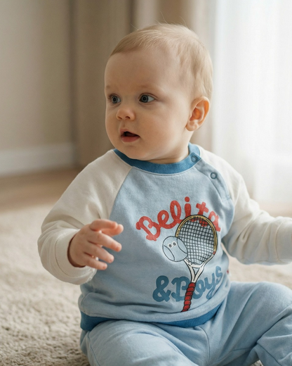 [BABY SET] Light Blue Tennis Color Block Jogger