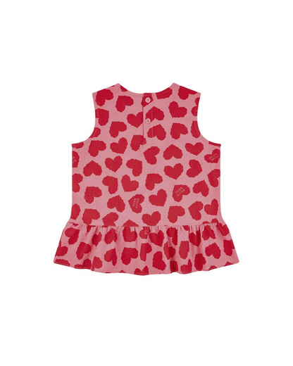[GIRL SET] Pink BB Heart Pattern Polysucker Blouse & Shorts
