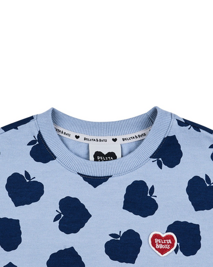 [SET] Navy Bubble Apple Pattern Crop