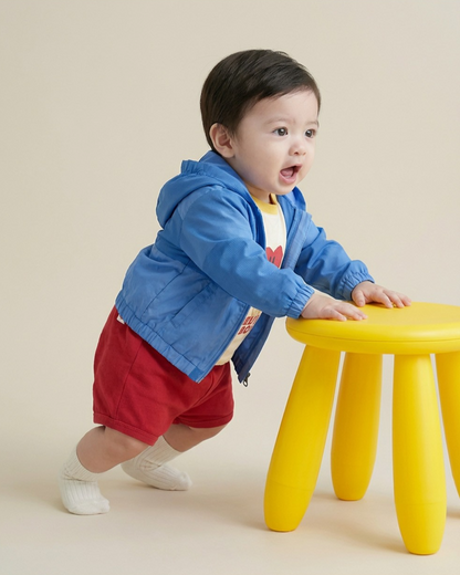 BABY Blue BB Heart Hooded Windbreaker