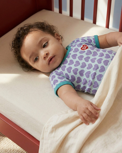BABY Violet BB Heart Pattern Short Bodysuit
