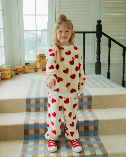 [SET] Red BB Heart Pattern Fleece Jogger