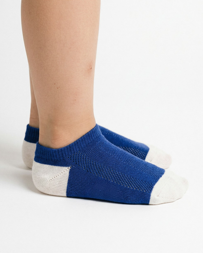 Blue Color Block Jacquard Socks