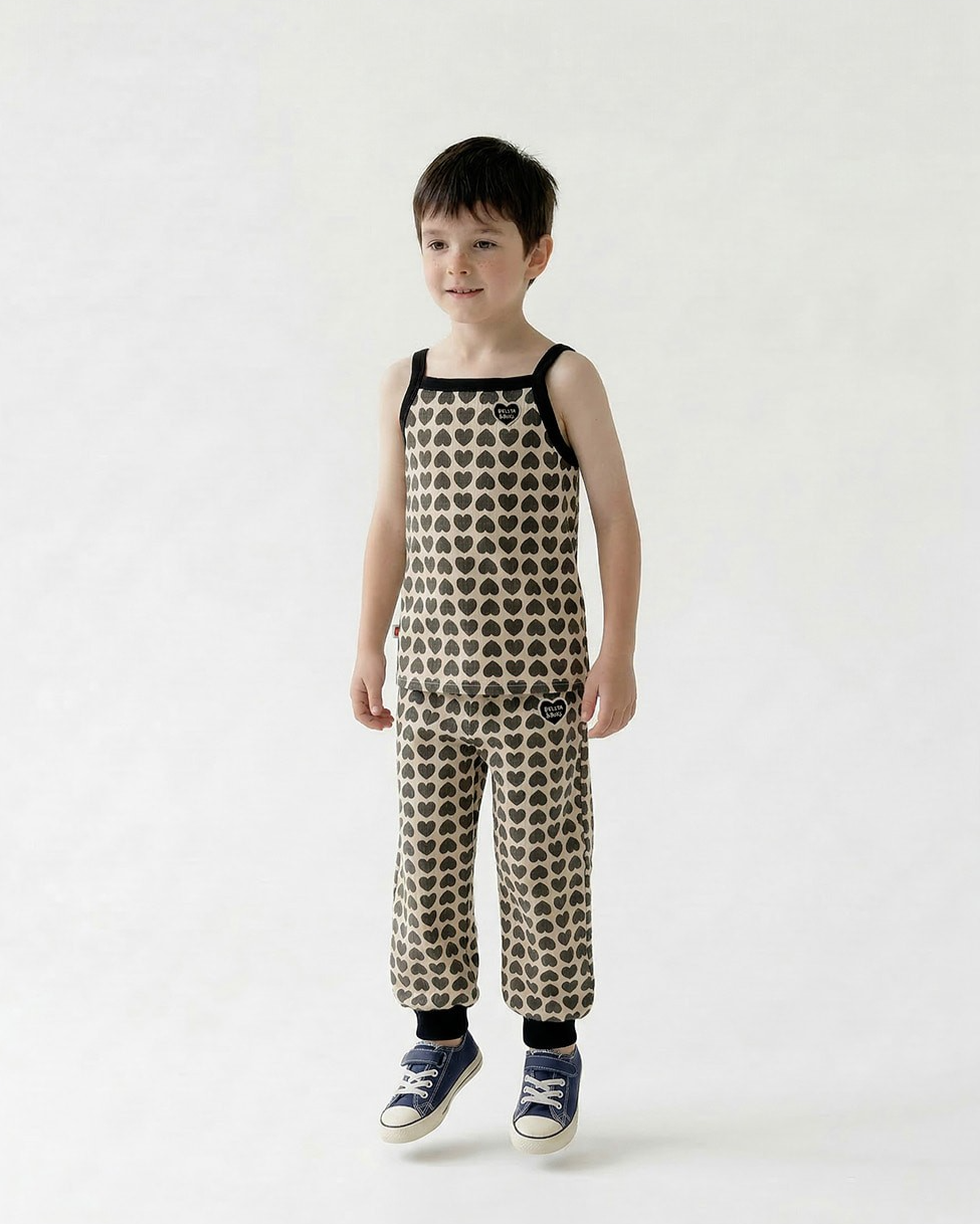Charcoal BB Heart Pattern One Mile Sleeveless