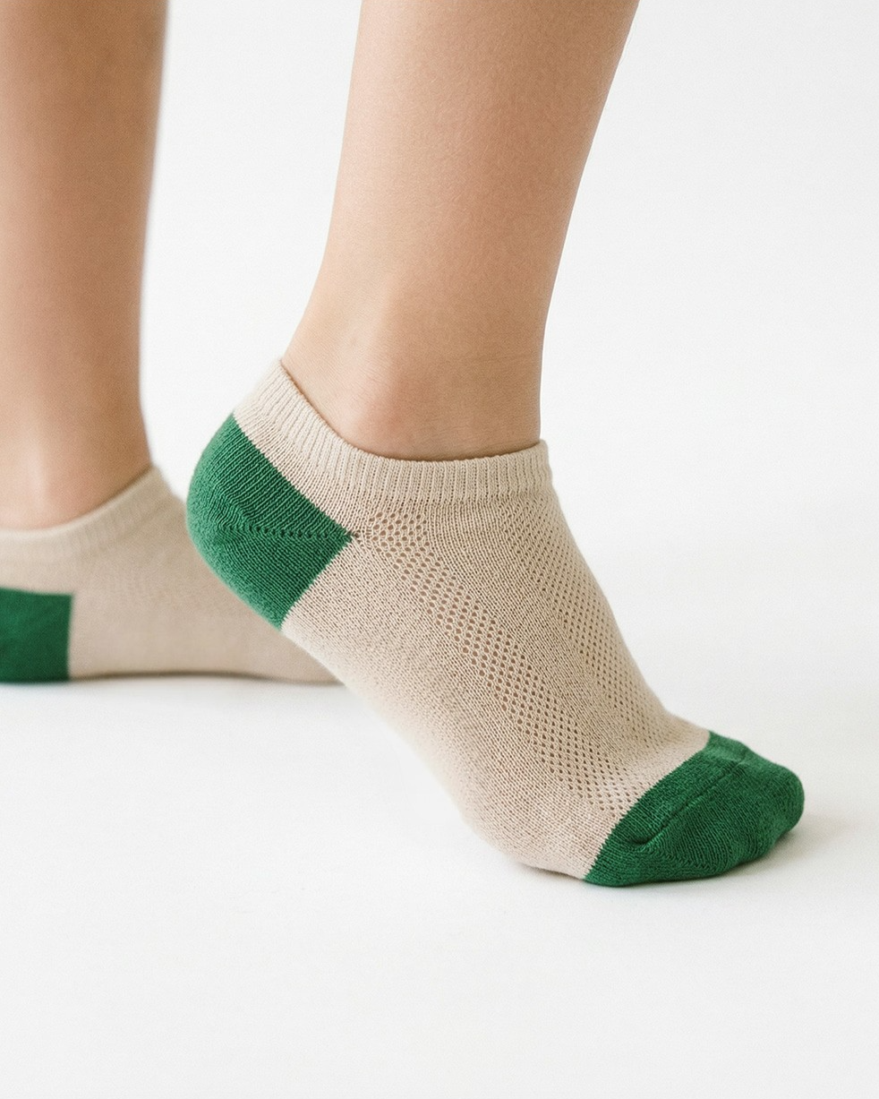 Beige Color Block Jacquard Socks