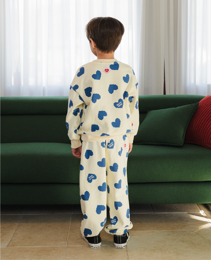 [SET] Blue Heart Pattern Jogger