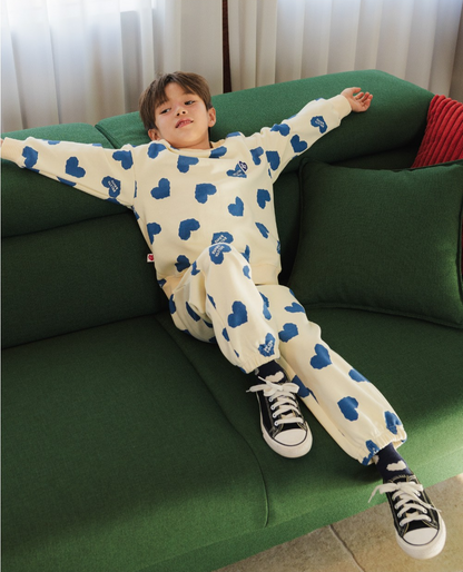 [SET] Blue Heart Pattern Jogger