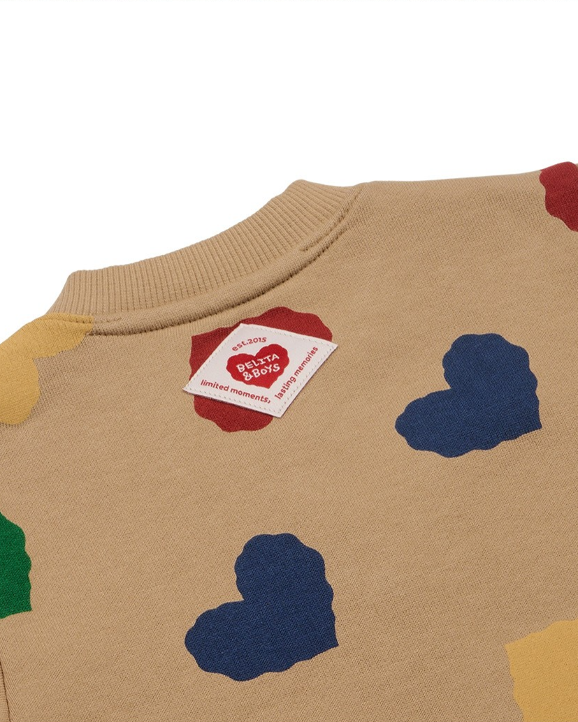 [BABY SET] Camel BB Color Heart Pattern Jumpsuit & Bonnet