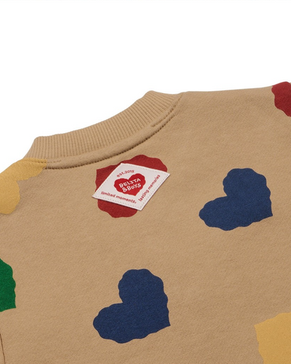 [BABY SET] Camel BB Color Heart Pattern Jumpsuit & Bonnet