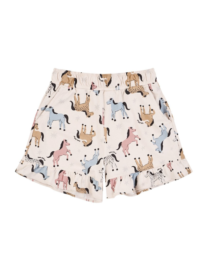 [GIRL SET] Light Pink Horse Pattern Blouse & Shorts