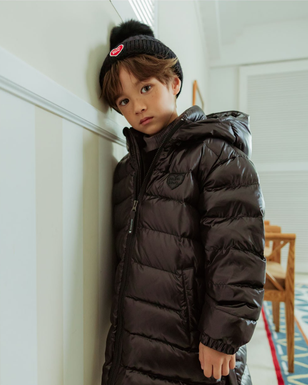 Black BB Heart Pompom Beanie