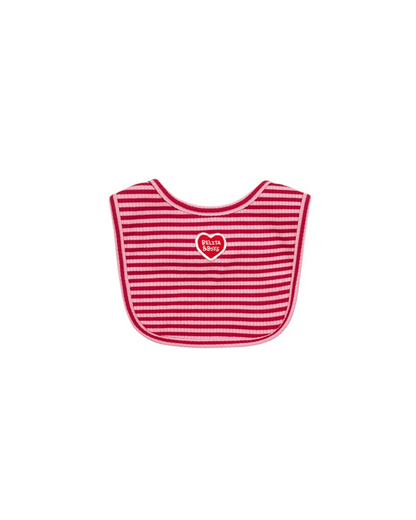 [BABY SET] Red Stripe Rib Jumpsuit & Bib & Bonnet