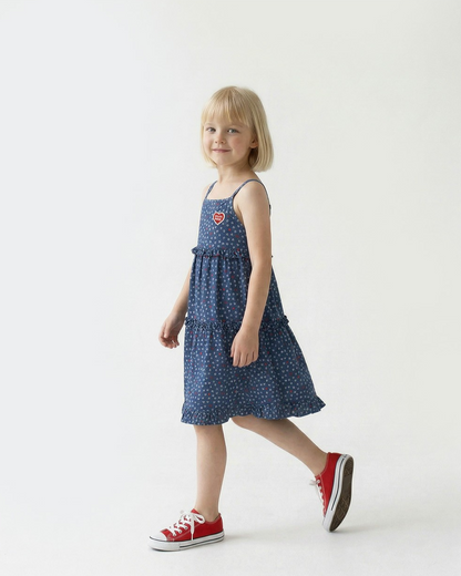 GIRL Blue BB Heart All-Over Denim Dress