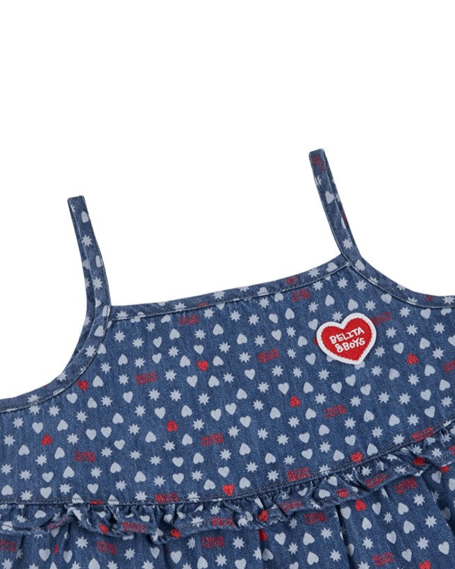 GIRL Blue BB Heart All-Over Denim Dress