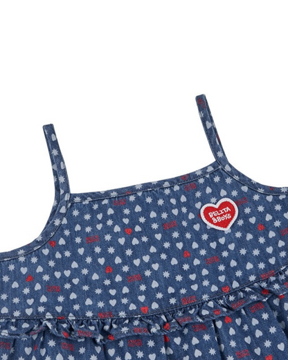 GIRL Blue BB Heart All-Over Denim Dress