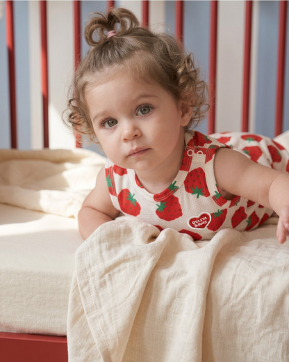 [BABY SET] Red Berry Pattern Mesh Sleeveless Shorts