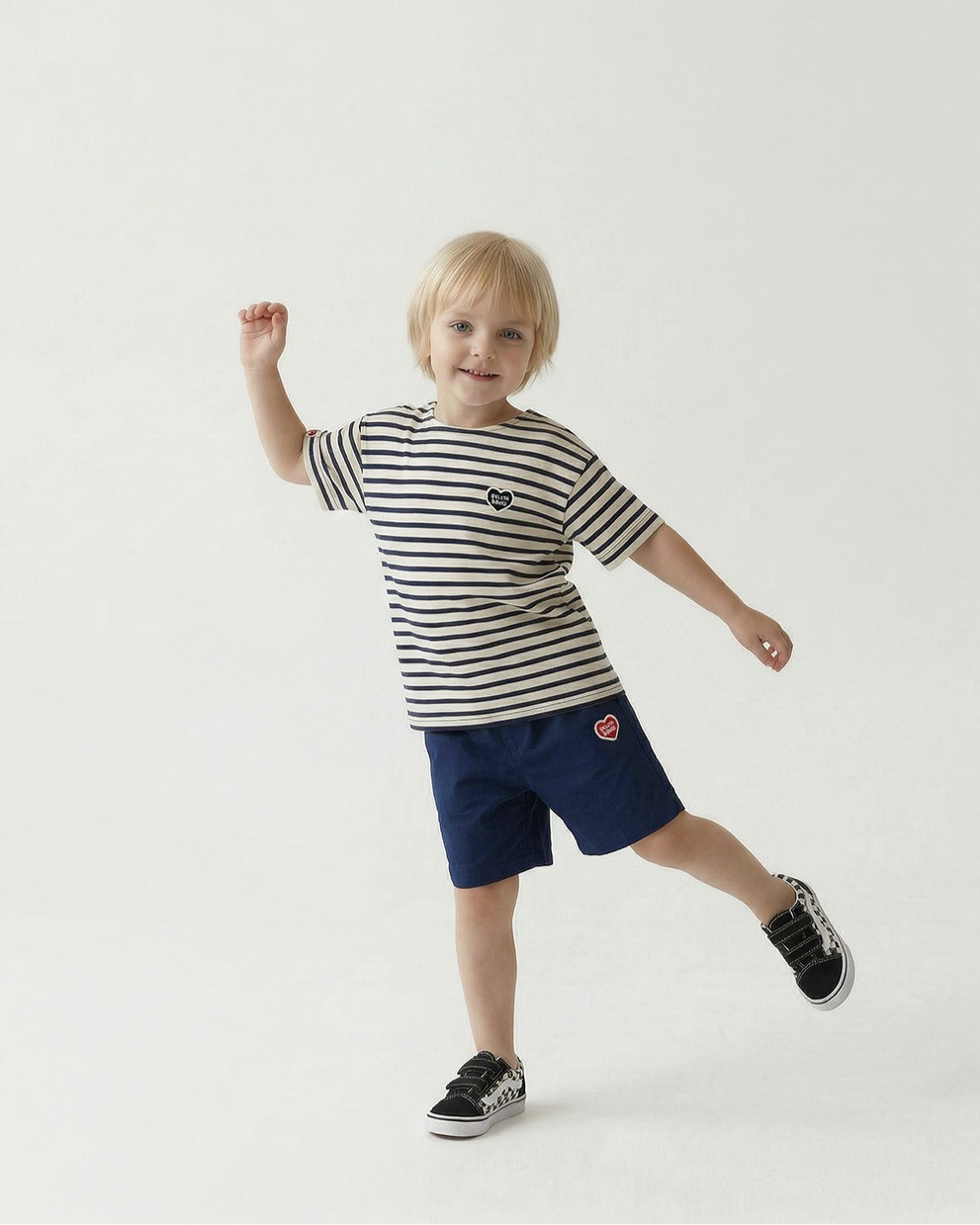 Navy BB Heart Nylon Shorts