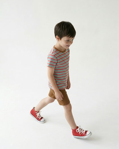 [SET] Brown Colorful Stripe Short One Mile