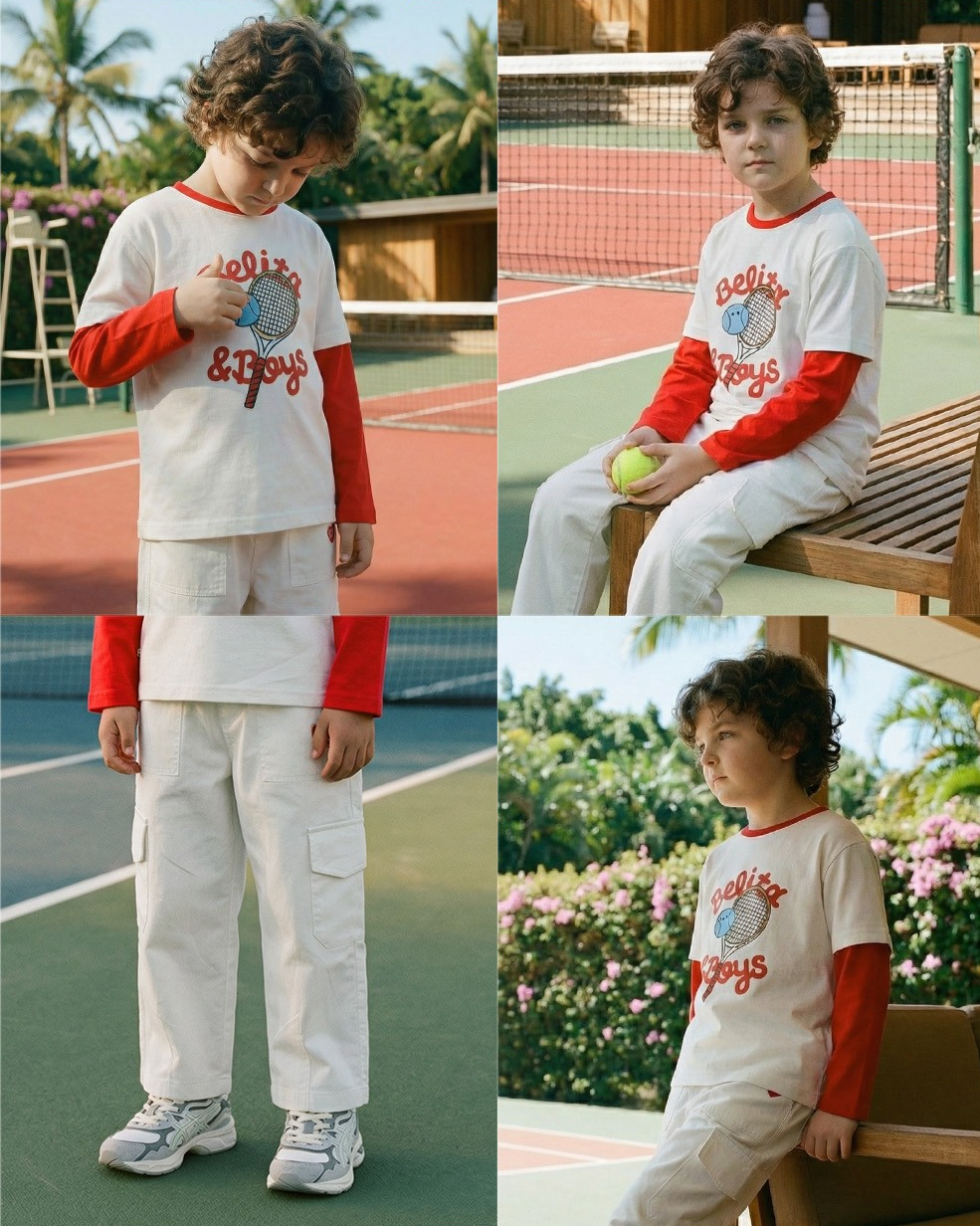 Red Tennis Layered Long Sleeve