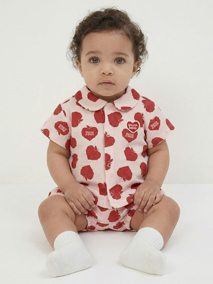 [BABY SET] Red Bubble Apple Polysucker Shirt & Shorts