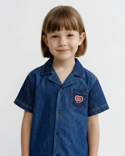 Blue BB Heart Balloon Fit Denim Pants