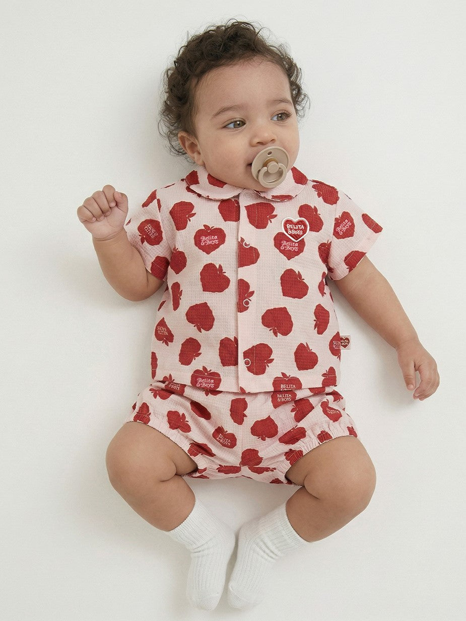 [BABY SET] Red Bubble Apple Polysucker Shirt & Shorts