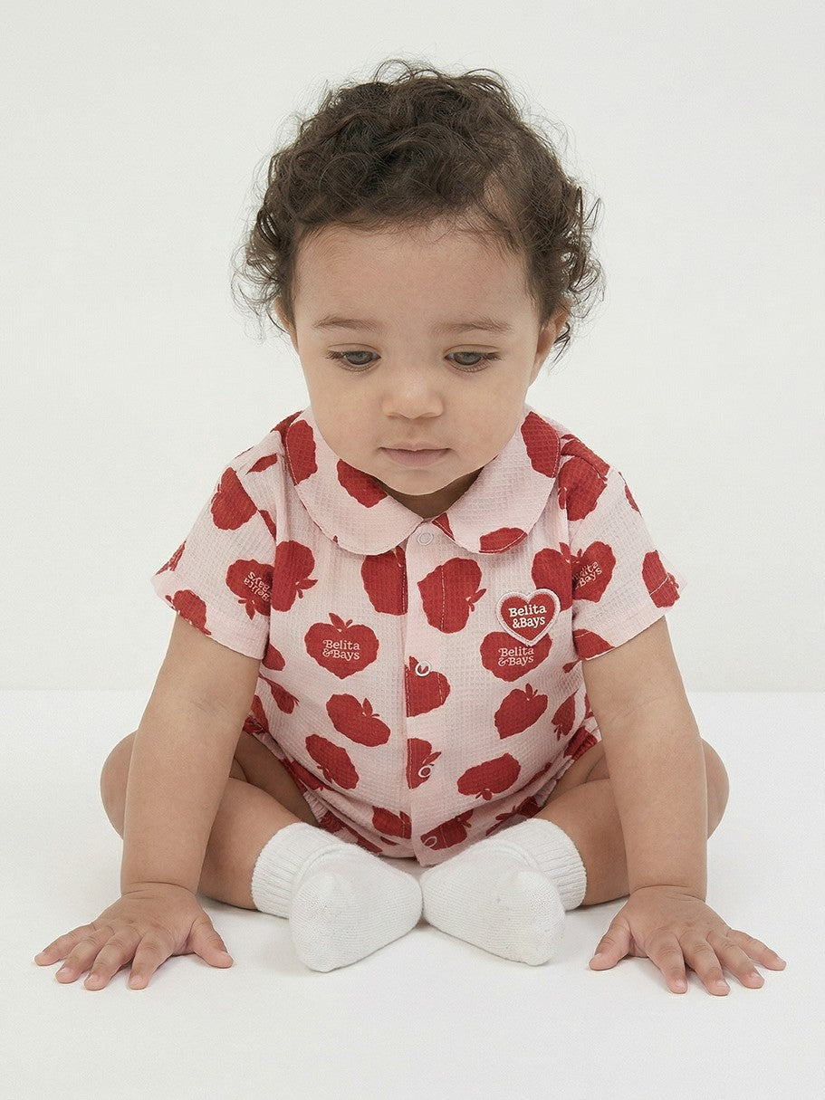 [BABY SET] Red Bubble Apple Polysucker Shirt & Shorts